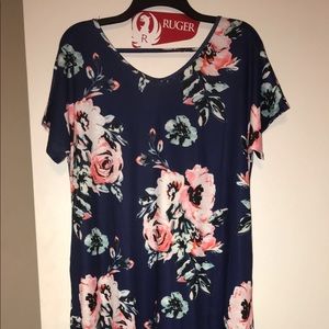Navy Blue Floral Print dress